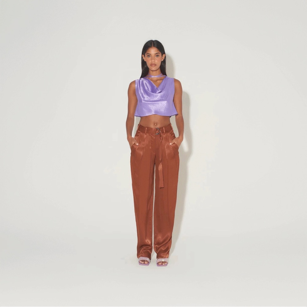 Hansen & Gretel Irina High Waisted Pants in Chestnut NWT Small